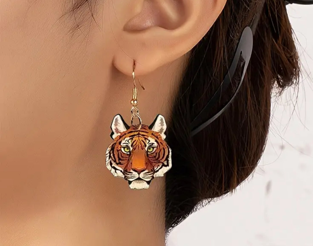 Dangle Tiger Earrings- Small/Realistic