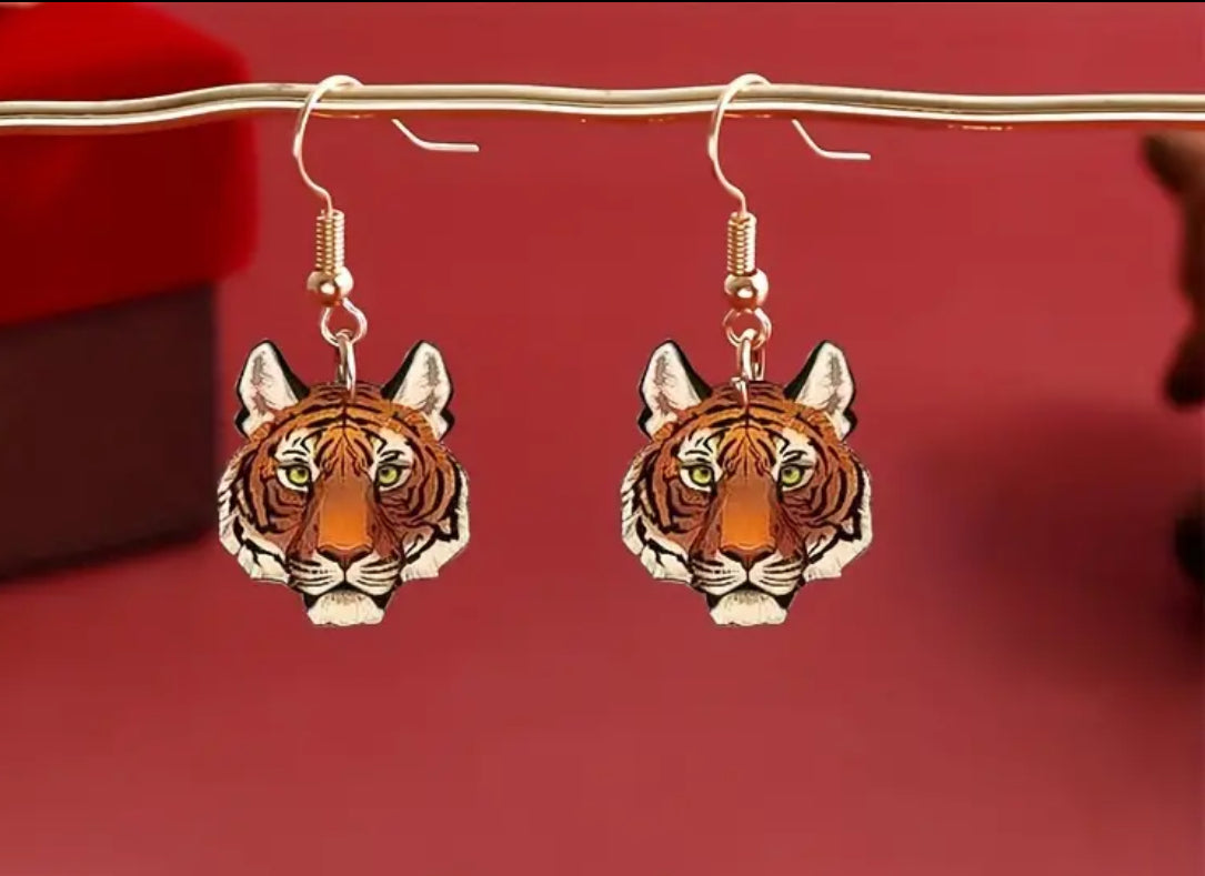 Dangle Tiger Earrings- Small/Realistic