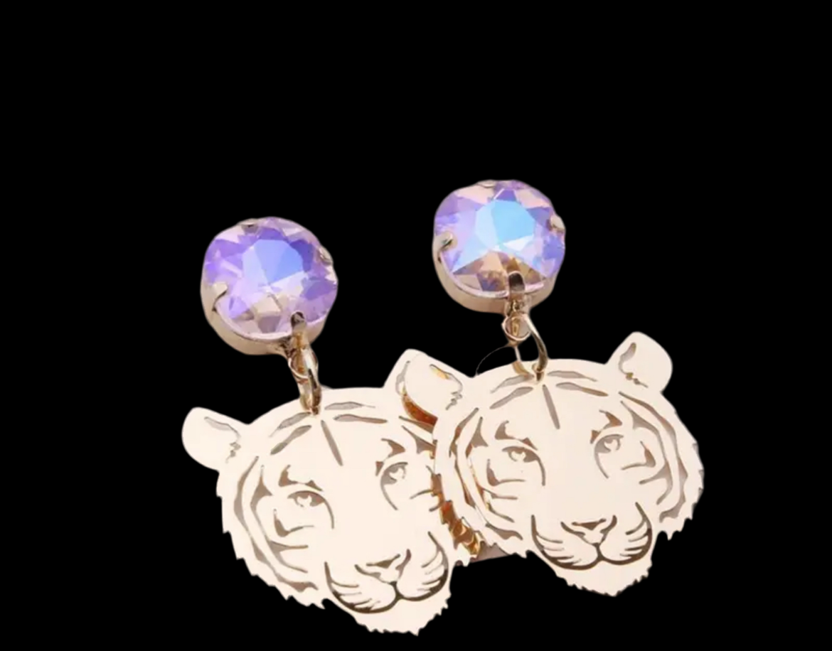 Dangle Gold Tiger Earring