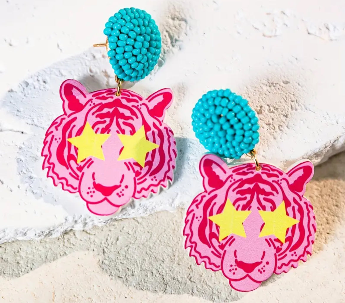 PINK TIGER EARRINGS