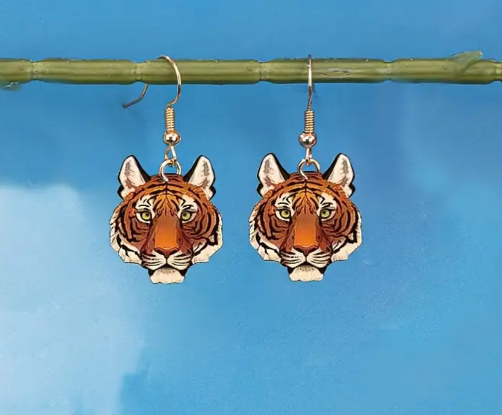 Dangle Tiger Earrings- Small/Realistic