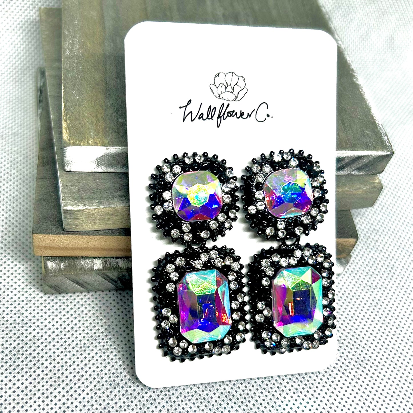 GLAM CHUNKY BLACK SPARKLE EARRINGS